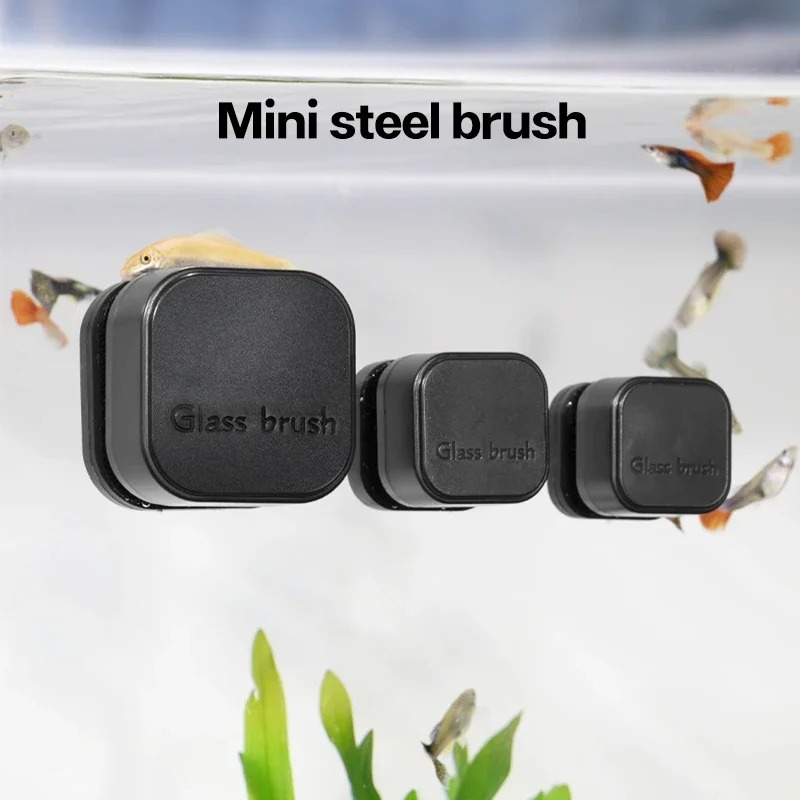 Aquarium Fish Maintenance - Mini-Quadrat-Magnetbürste für Aquarien, Glasreiniger, kratzfester Glasreiniger,