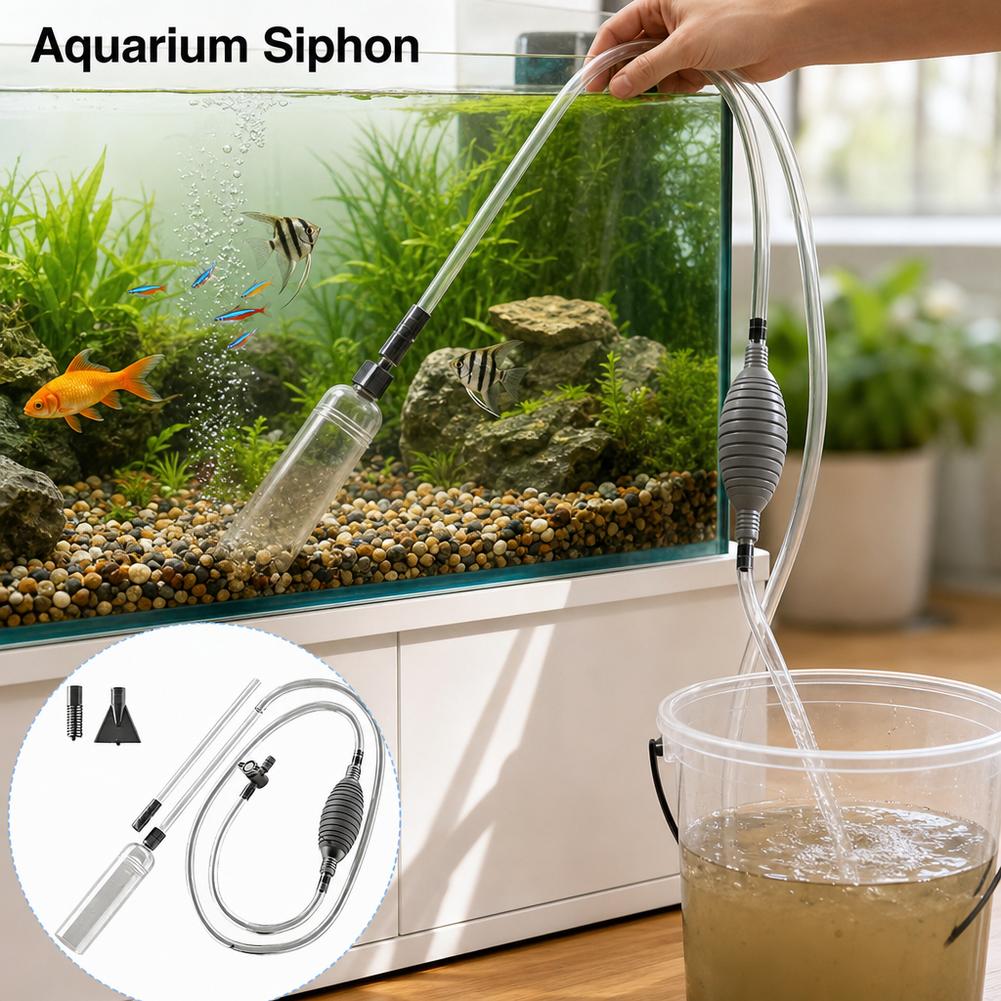 Aquarium Fish Maintenance - Manueller Aquarium-Siphon Fischbecken-Wasserwechsler-Set Kiesreiniger Sandwaschpumpe Fischabfall-Saugrohr