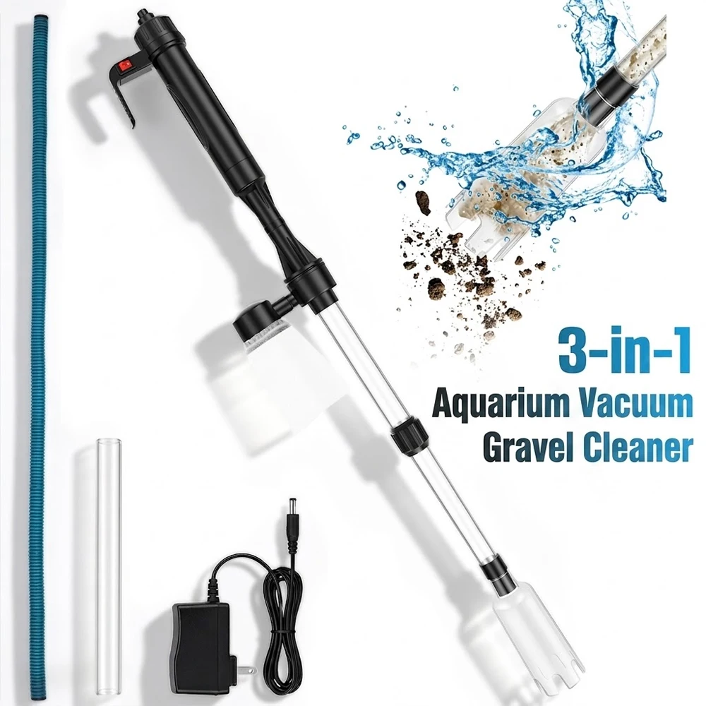 Aquarium Fish Maintenance - Aquarium-Vakuum-Kiesreiniger 3-in-1 Fischbecken-Staubsauger mit Wasserwechsel, Sandreinigung