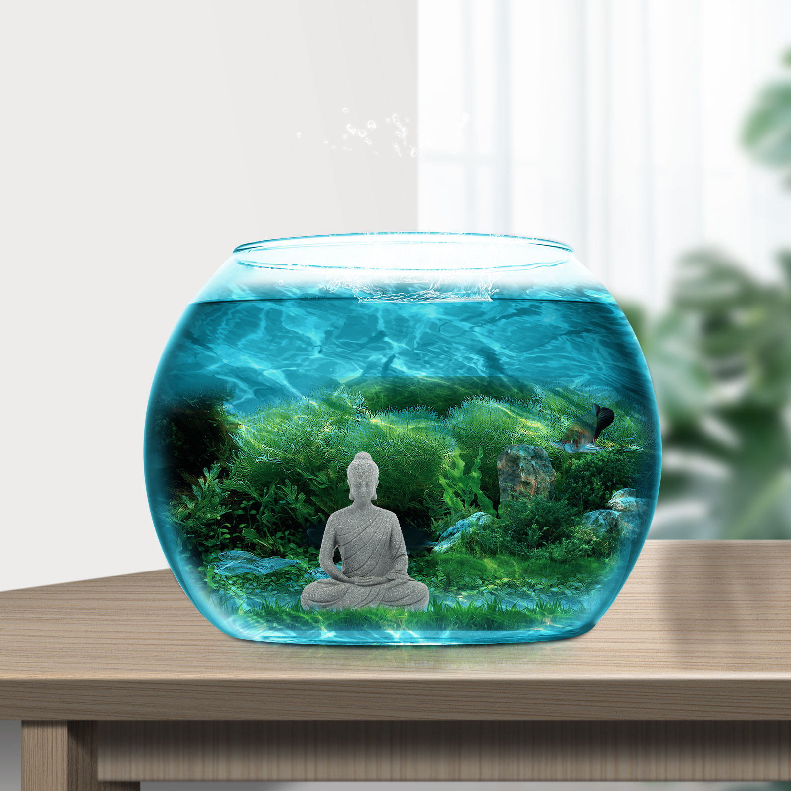 Mini Buddha-Statue aus Harz, A – Aquarium Fish Tank Bewertung und Preis